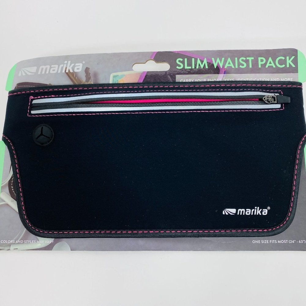 Marika Neoprene Adjustable Slim Waist Pack Holds Cell Phone Keys ID Black Pink W